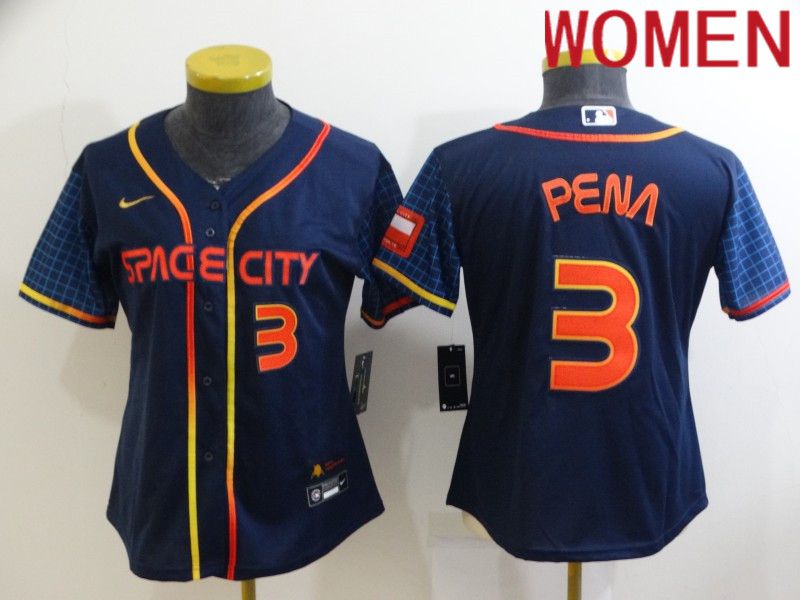 Women Houston Astros #3 Pena Blue City Edition Game Nike 2022 MLB Jerseys